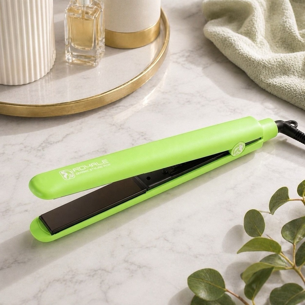 Royale Platinum Genius Hair Straightener Pure Ceramic Plates 1.25" Lime Green